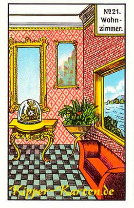 21. Wohnzimmer - BEDEUTUNG: Wohnung, Zuhause; Wohnzimmer, Privatleben, innerer Kern, Privatsphäre 21. Wohnzimmer - Kipperkarten